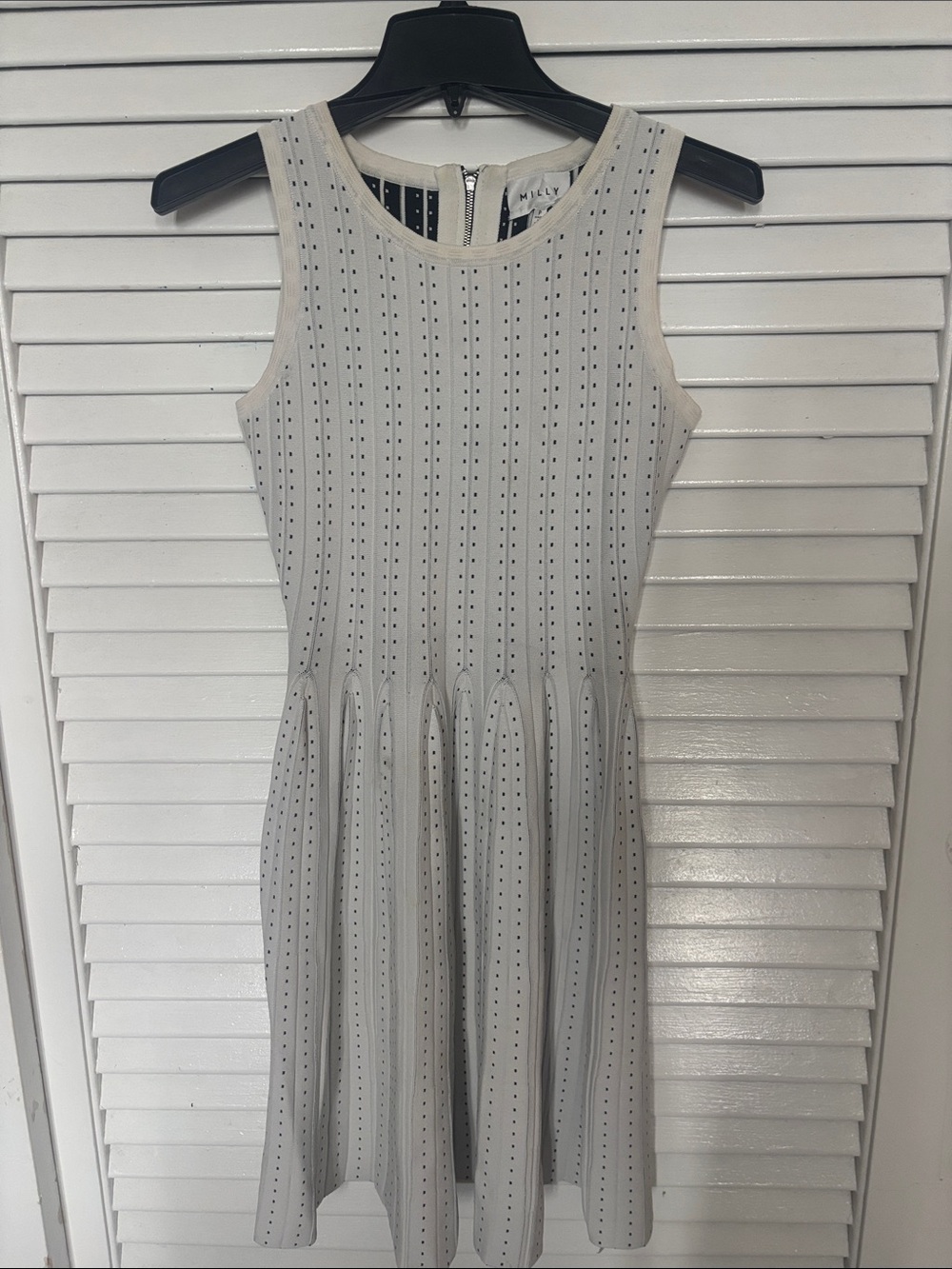 Milly Cream Scuba Eyelet Fit-and-Flare Dress